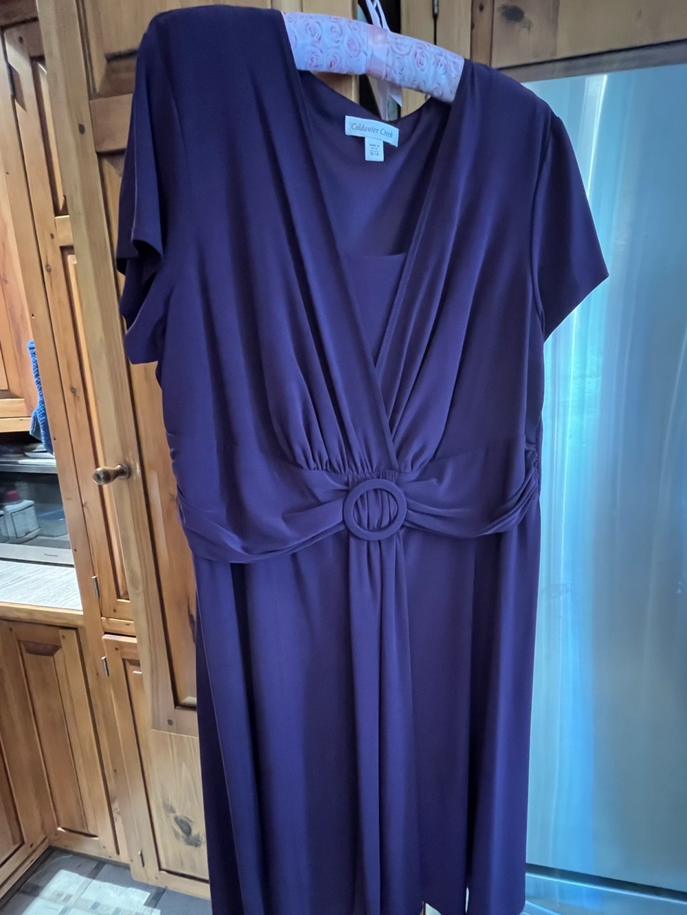 Coldwater Creek Purple Faux Surplice waist detail Midi Dress EUC